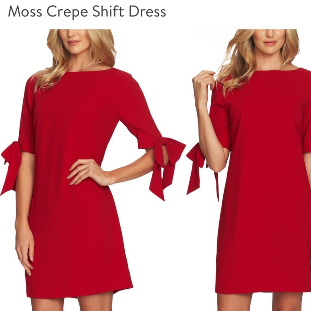 CeCe Moss Red Crepe Shift Dress Size 4